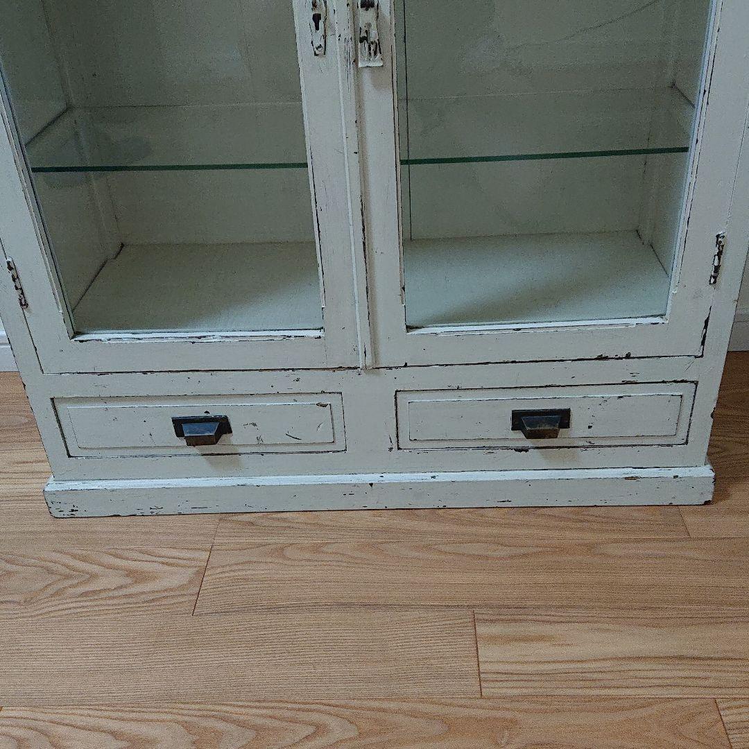 アンティーク ガラス キャビネット 書類棚 昭和レトロ z834