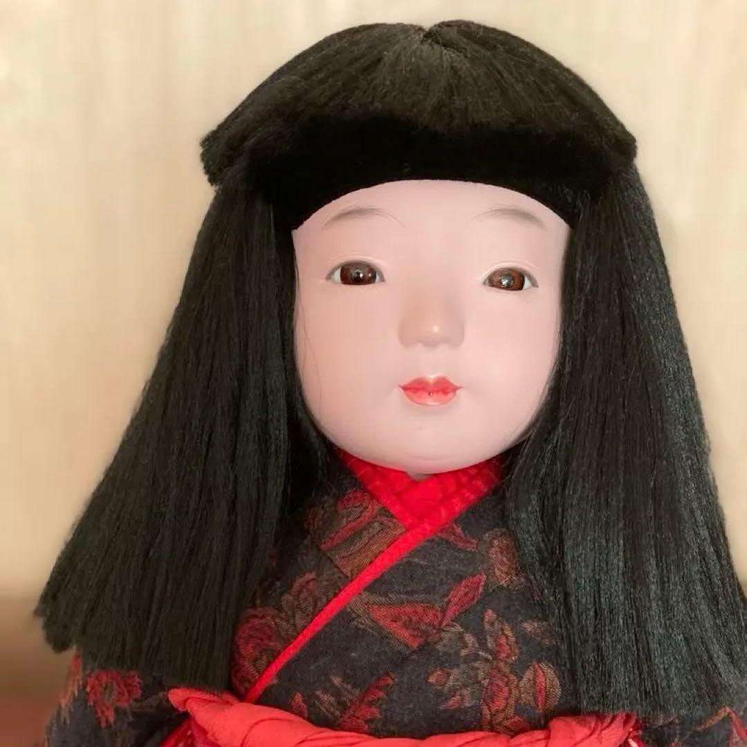 お値下げ美品【工房朋】女の子45cm市松人形森重春幸抱古布着せ替え人形