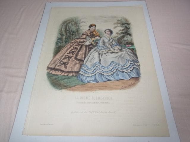 1862年銅版画◇フランス ファッション誌『ラ・モード・イリュストレ』No.28