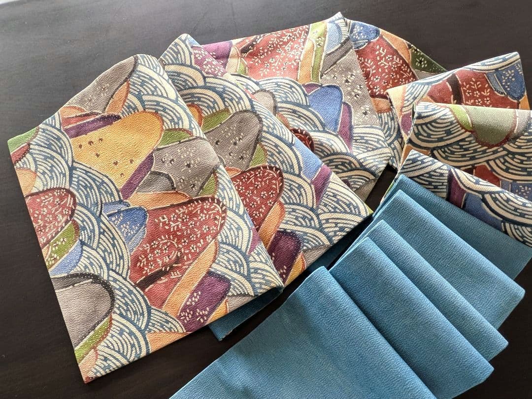 正絹 紬 紅型染め名古屋帯 遠山