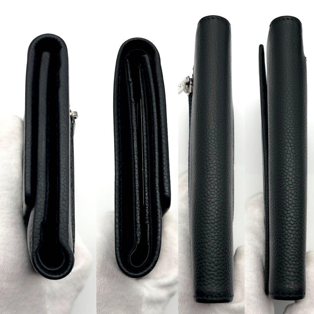 【超極美品✨】シャネル 財布 デカココ キャビア 三つ折 付属有