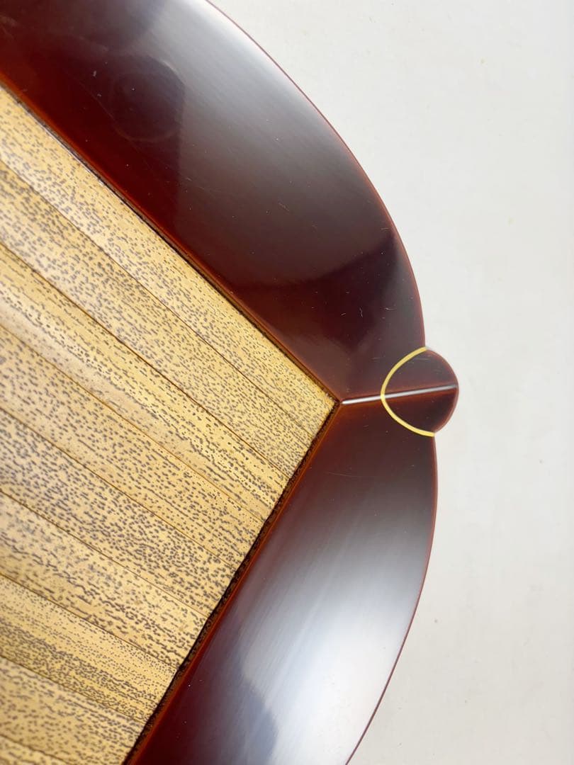 未使用 茶道具 木製溜塗 七宝盆 胡麻竹張り 鵬雲斎好写 菓子器