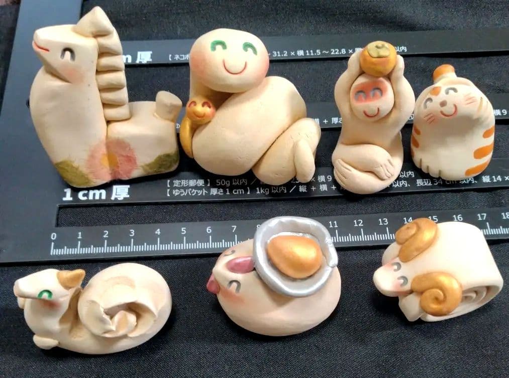 京都清水人形焼 干支置物【希少】7点セット◇ちづこ◇高橋千鶴子