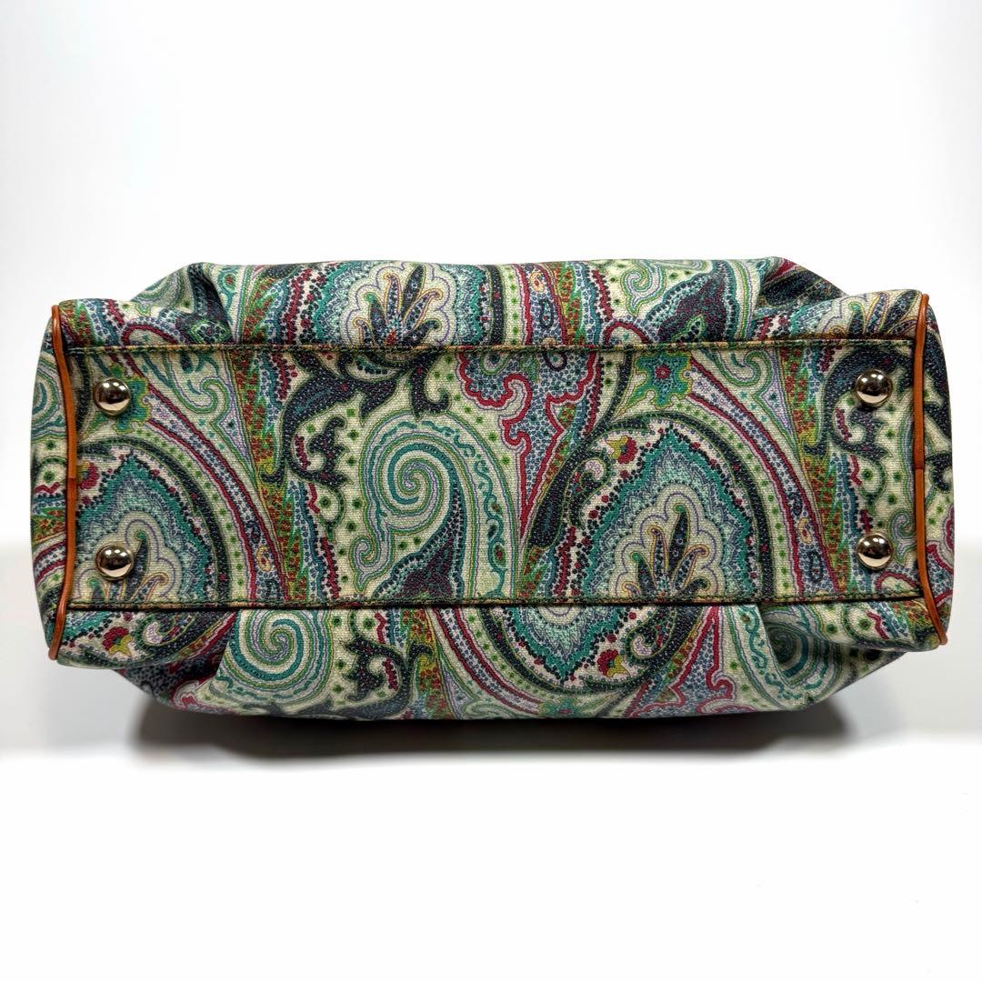 【希少】エトロ　ミニボストンバッグ　ペイズリー　2way PVC レザー