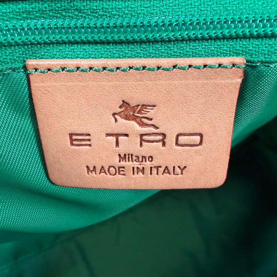 【希少】エトロ　ミニボストンバッグ　ペイズリー　2way PVC レザー