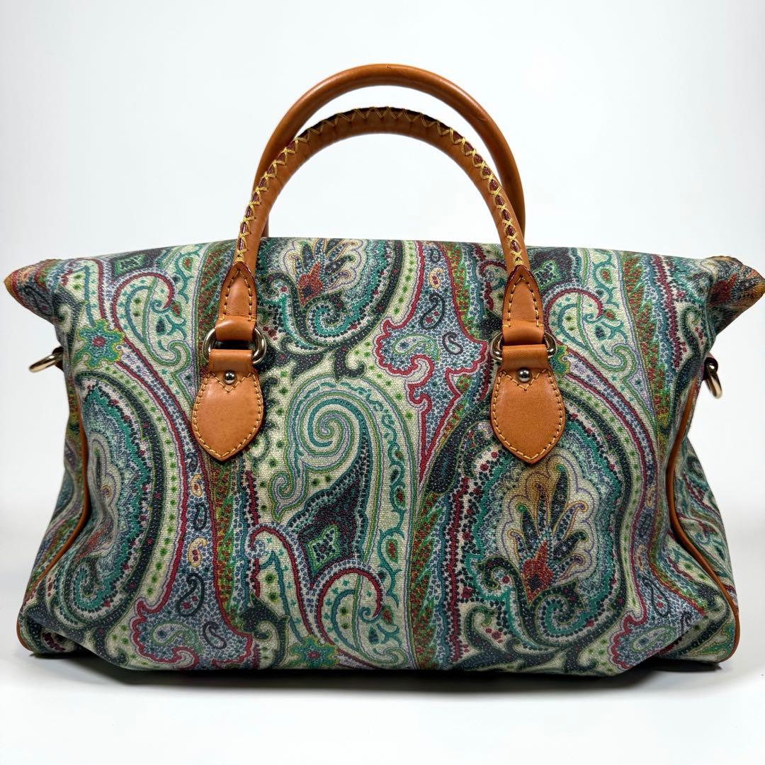 【希少】エトロ　ミニボストンバッグ　ペイズリー　2way PVC レザー