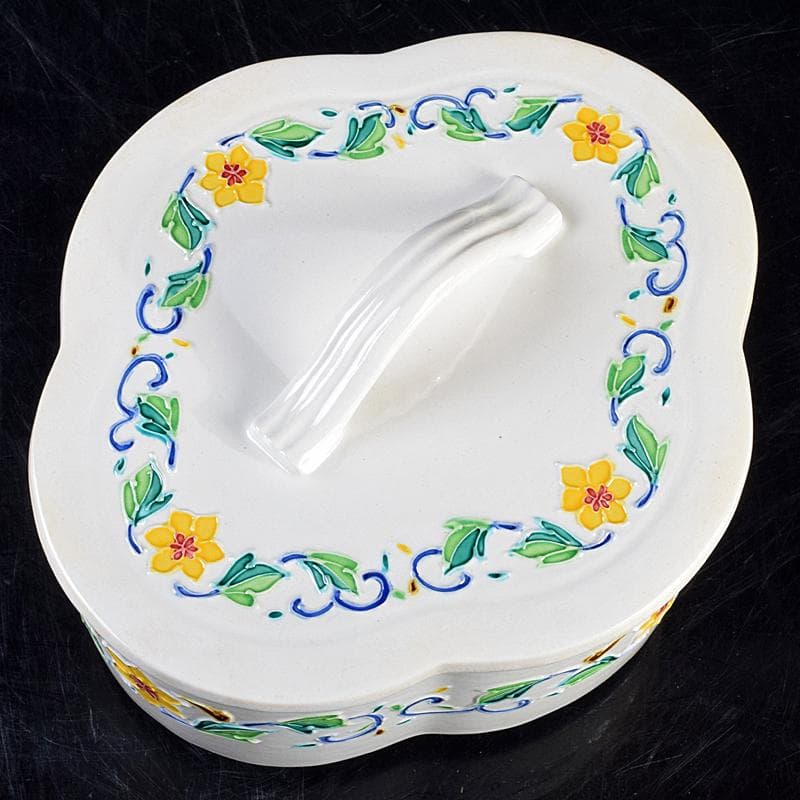 茶道具 翠嵐窯 中村翠嵐作 交趾釉 花文 木瓜喰篭 共箱