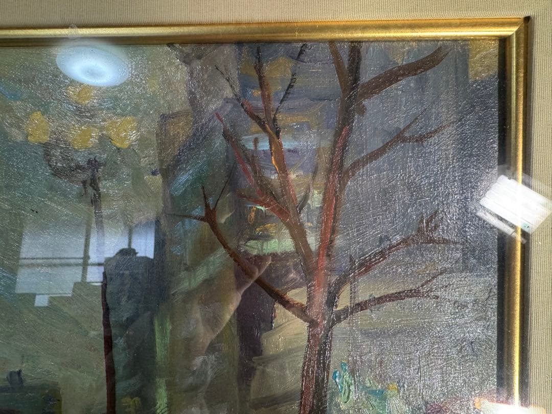 油彩画 街の風景 M.