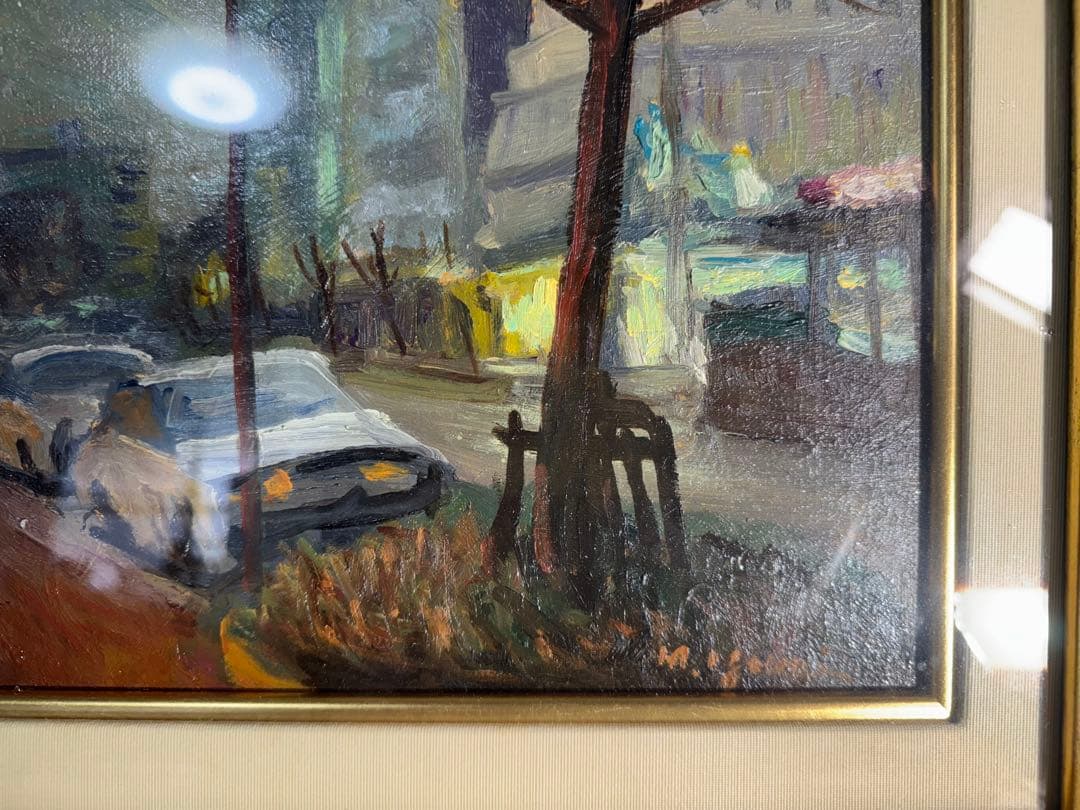 油彩画 街の風景 M.
