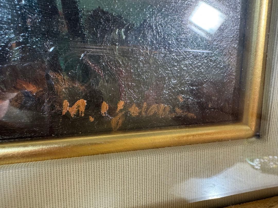 油彩画 街の風景 M.