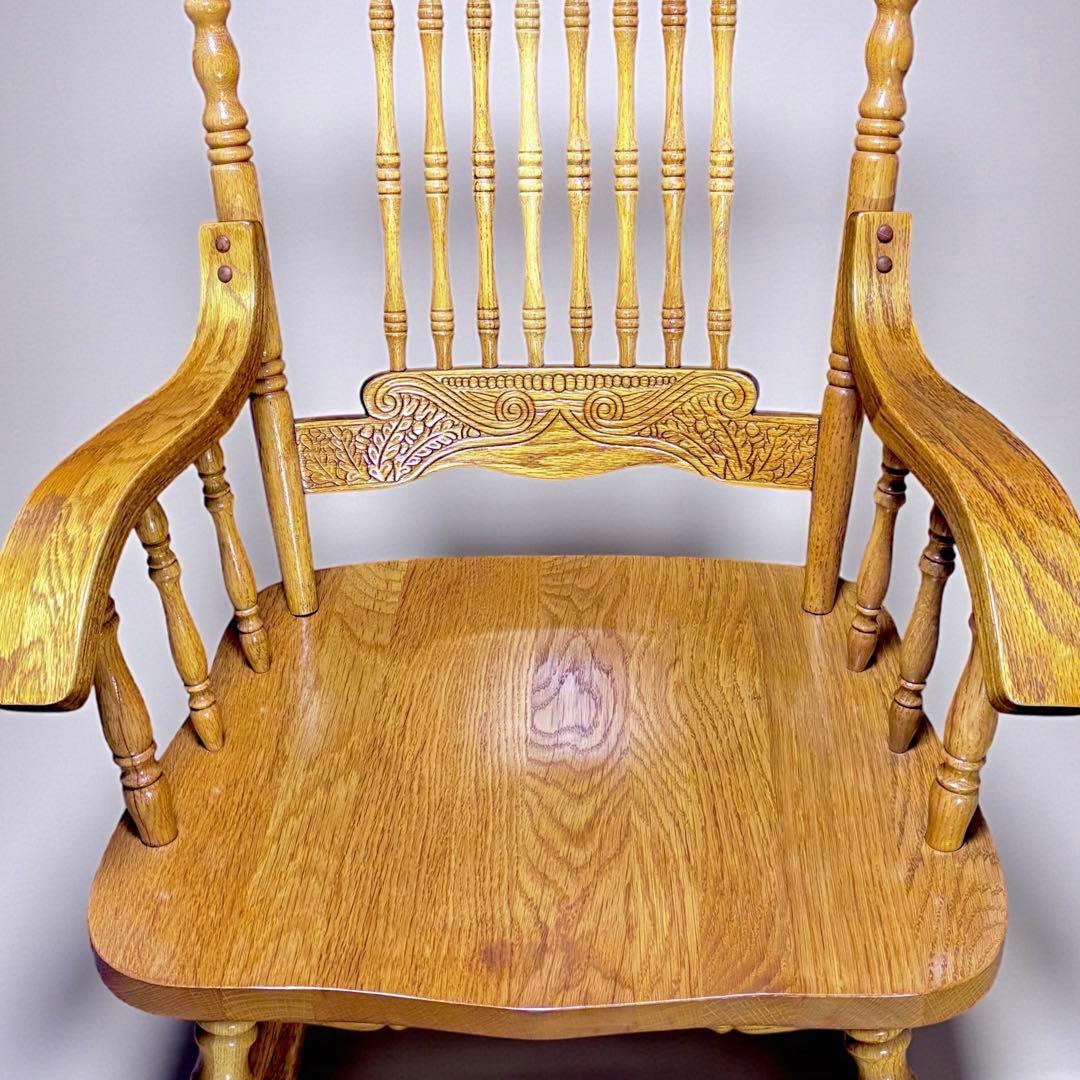 ✨超美品✨ ヴィンテージ 台湾製 ロッキングチェア オーク無垢 彫刻