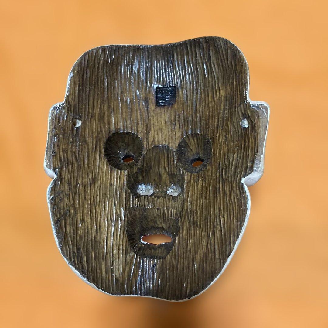 能面 狂言面 空吹 うそぶき 木彫り 手彫り 桐箱 - メルカリ