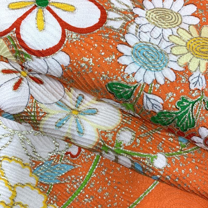 504ag84しごき,帯締め,帯揚げ□七五三 七歳 女児 着物&袋帯 金彩 花