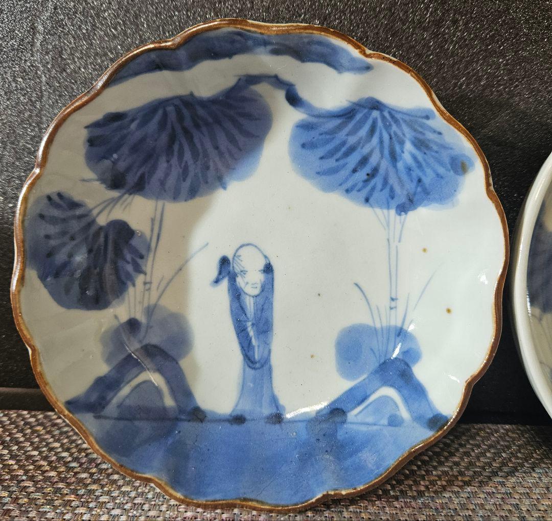 江戸時代中期〜後期 古伊万里 染付 仙人の図 膾皿 深皿 浅皿 図柄違い