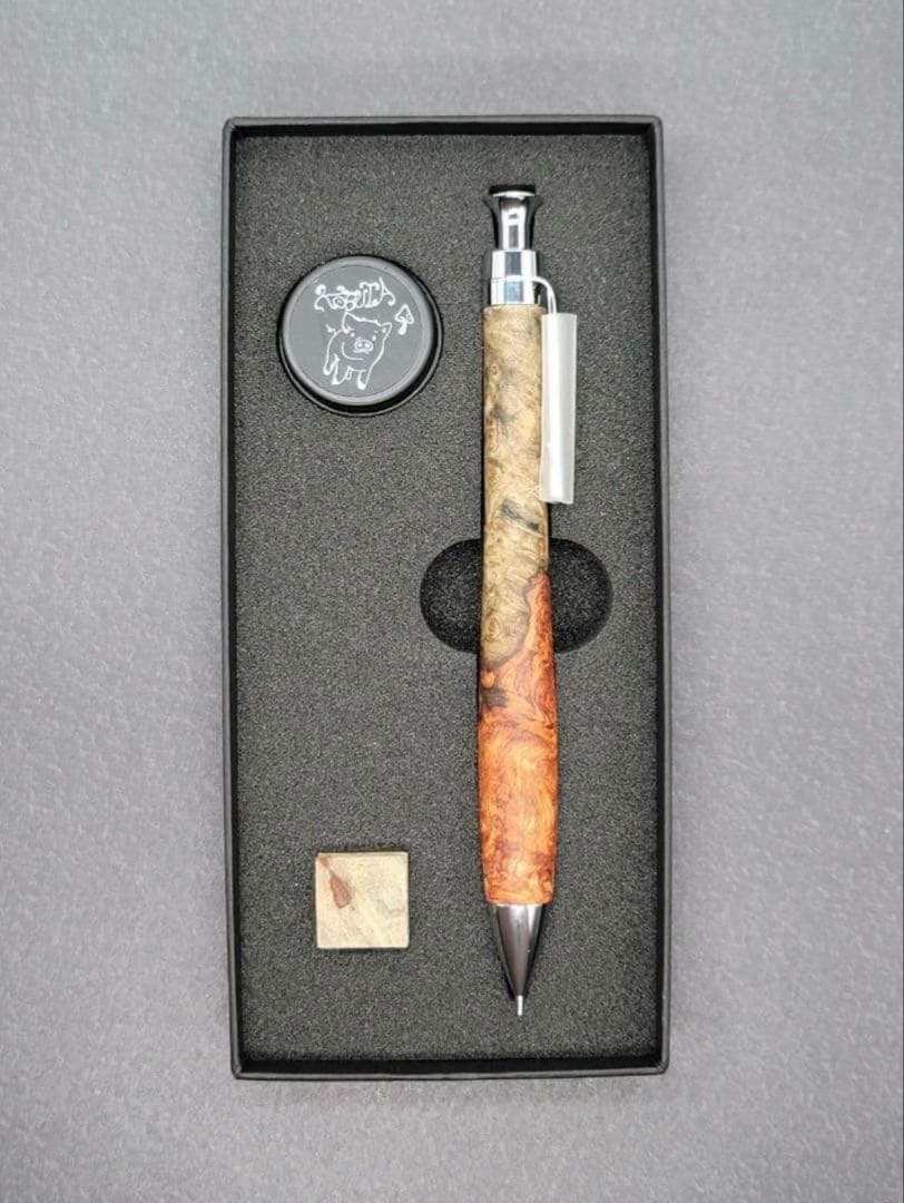 い*き様 こぶた工房　極上花梨瘤青赤　シャープペンシル0.5