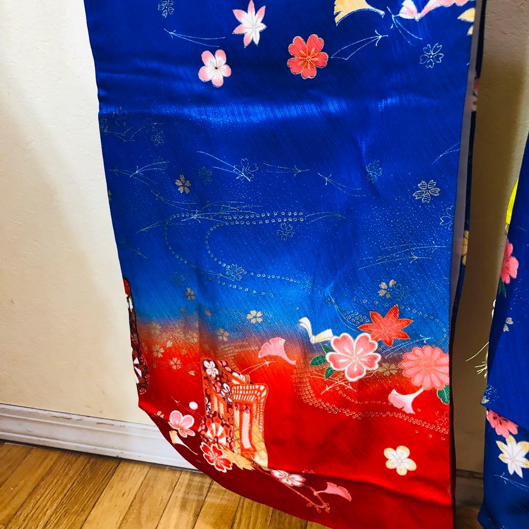 七五三 七歳‼️正絹御所車桜金彩金箔際立つ‼️完全フルセット‼️