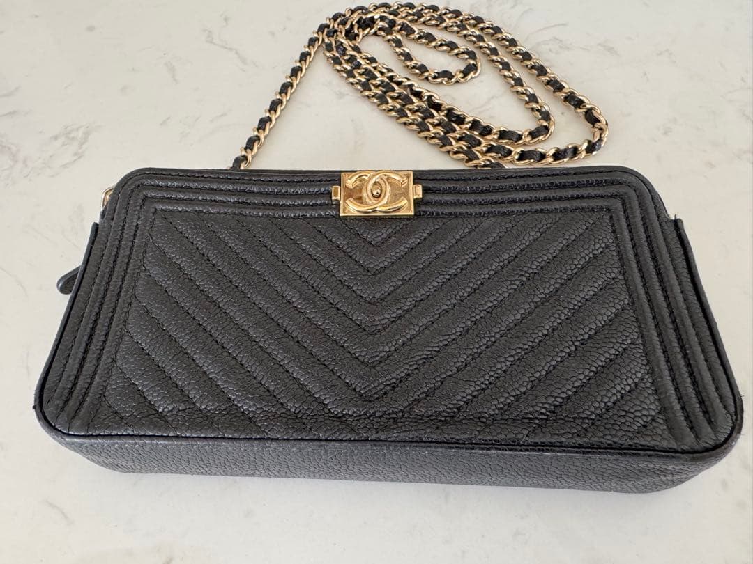 CHANEL✴︎BOY✴︎チェーンウォレット✴︎キャビアスキン ✴︎ブラック✴︎美品