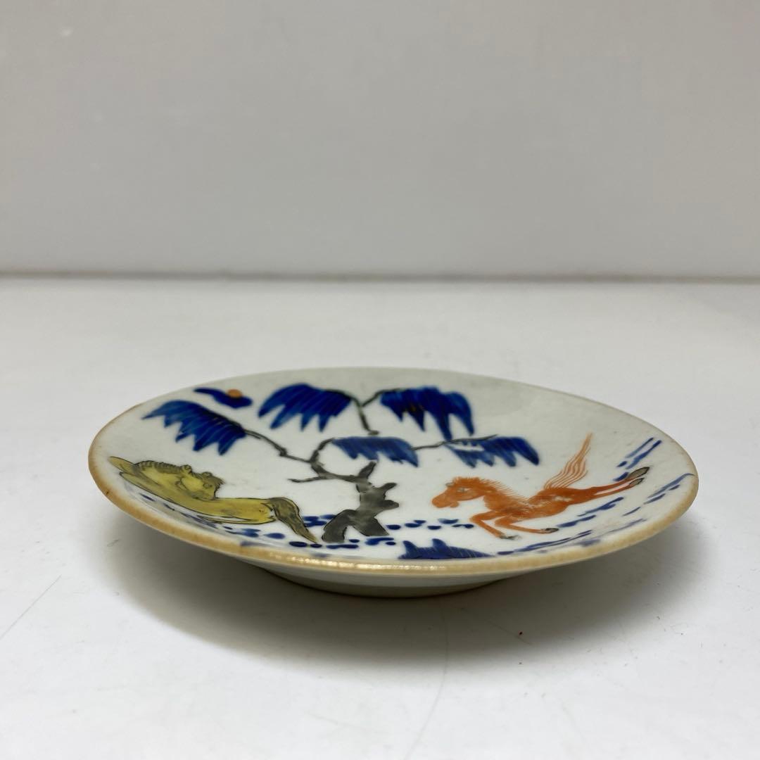 中国清朝時代 南京赤絵 小皿 約10.6㎝ 東さ7-1117①