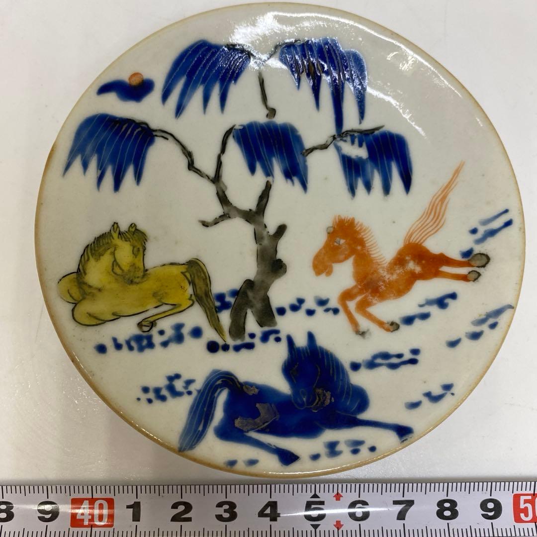 中国清朝時代　南京赤絵　小皿　約10.6㎝　東さ7-1117①