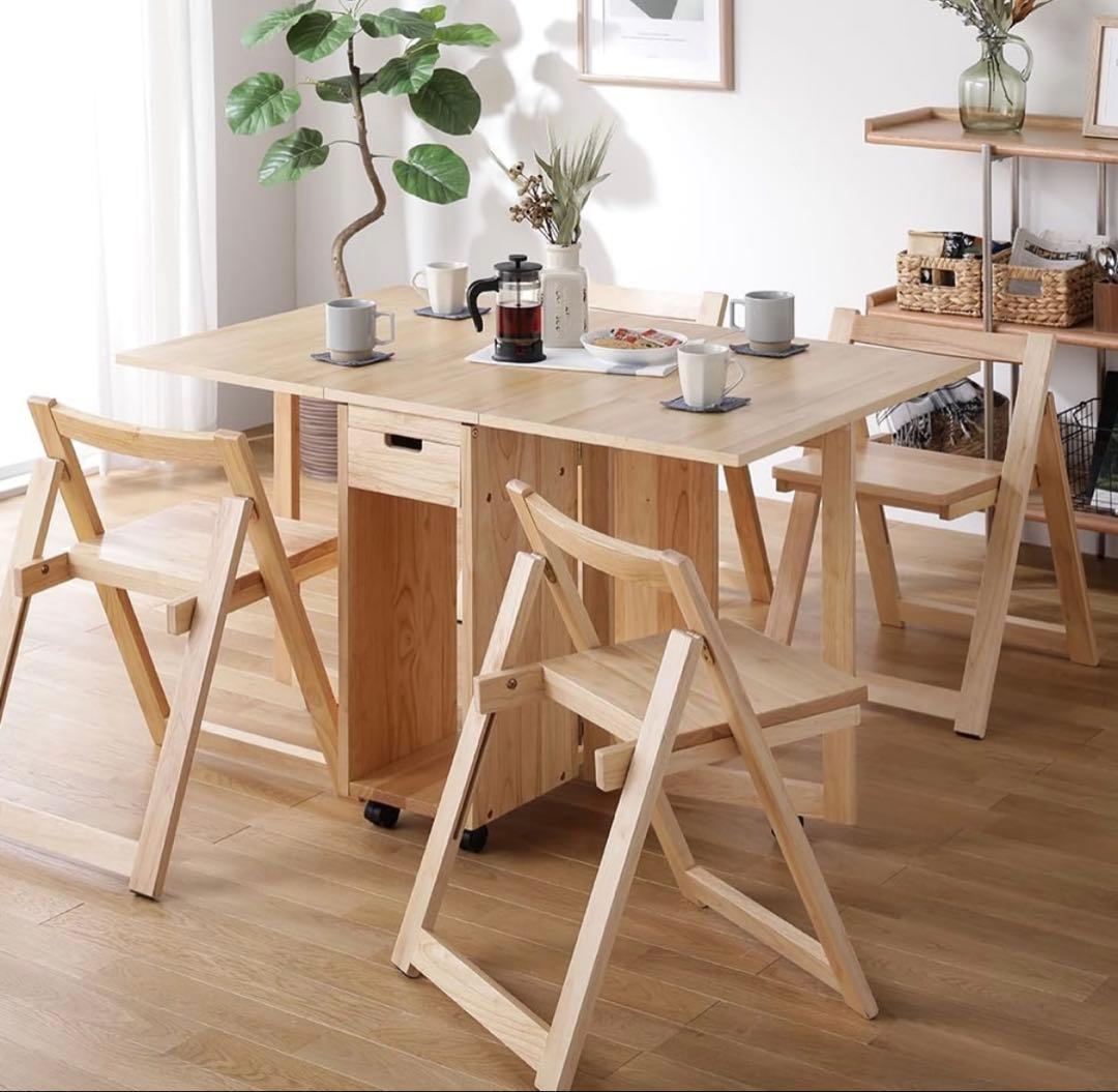 【直接引き取り限定】(愛知県名古屋市)折りたたみダイニングテーブル 椅子付き