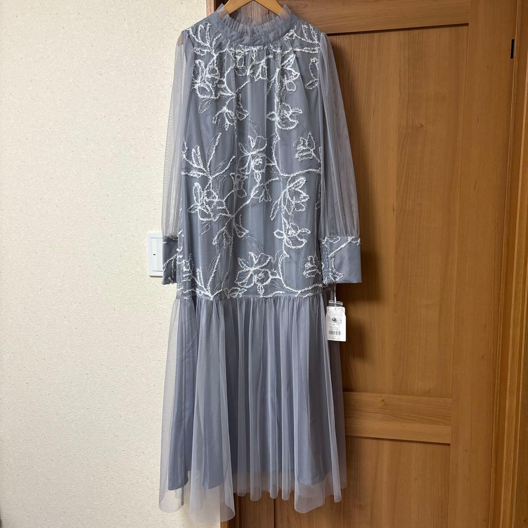 フェザーフラワーチュールドレス お呼ばれワンピース オケージョン妊婦 新品