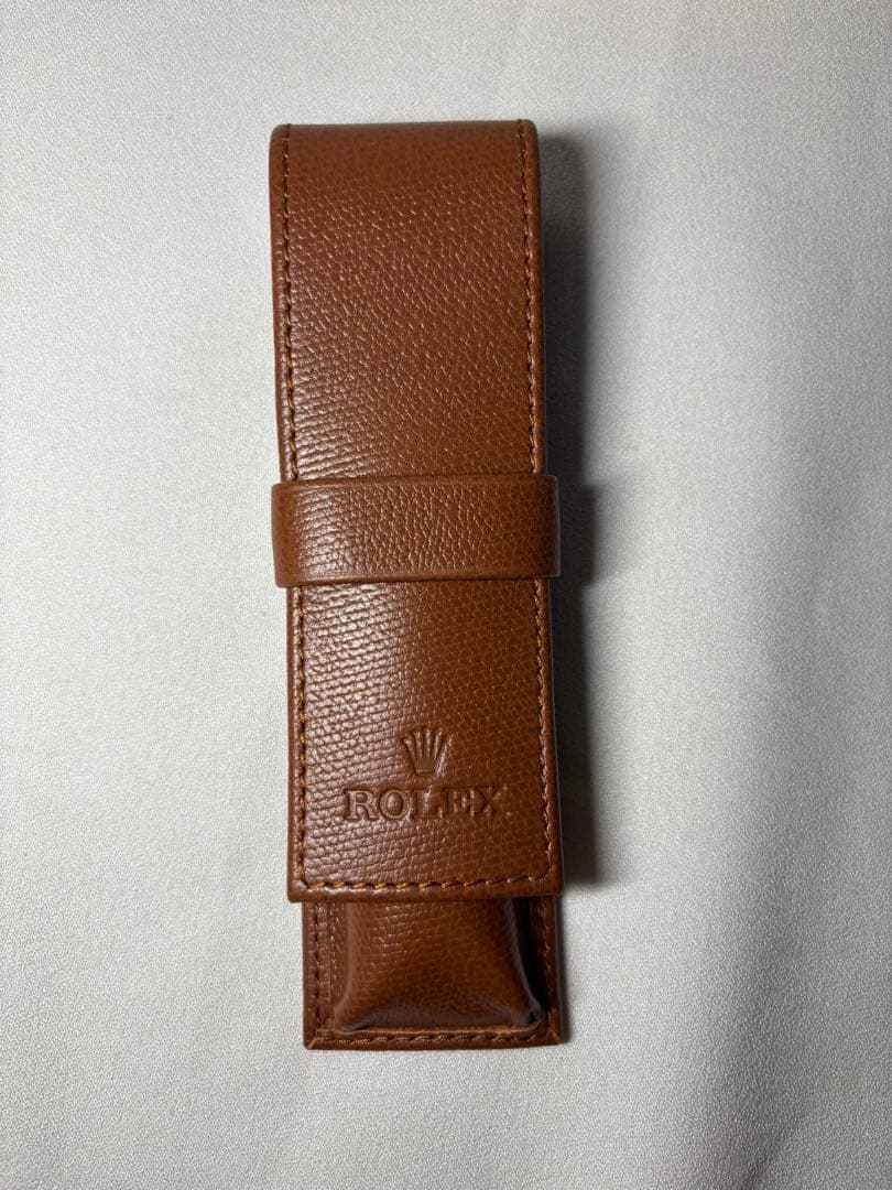 ロレックス ROLEX レザーペンケース ブラウン ノベルティ 未使用 美品