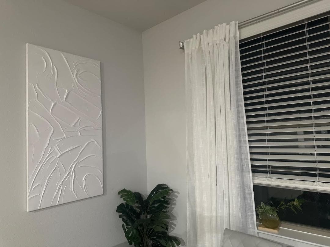 新品未使用 大きめアート 絵画 インテリア海外 白 抽象画 モダン ホテル