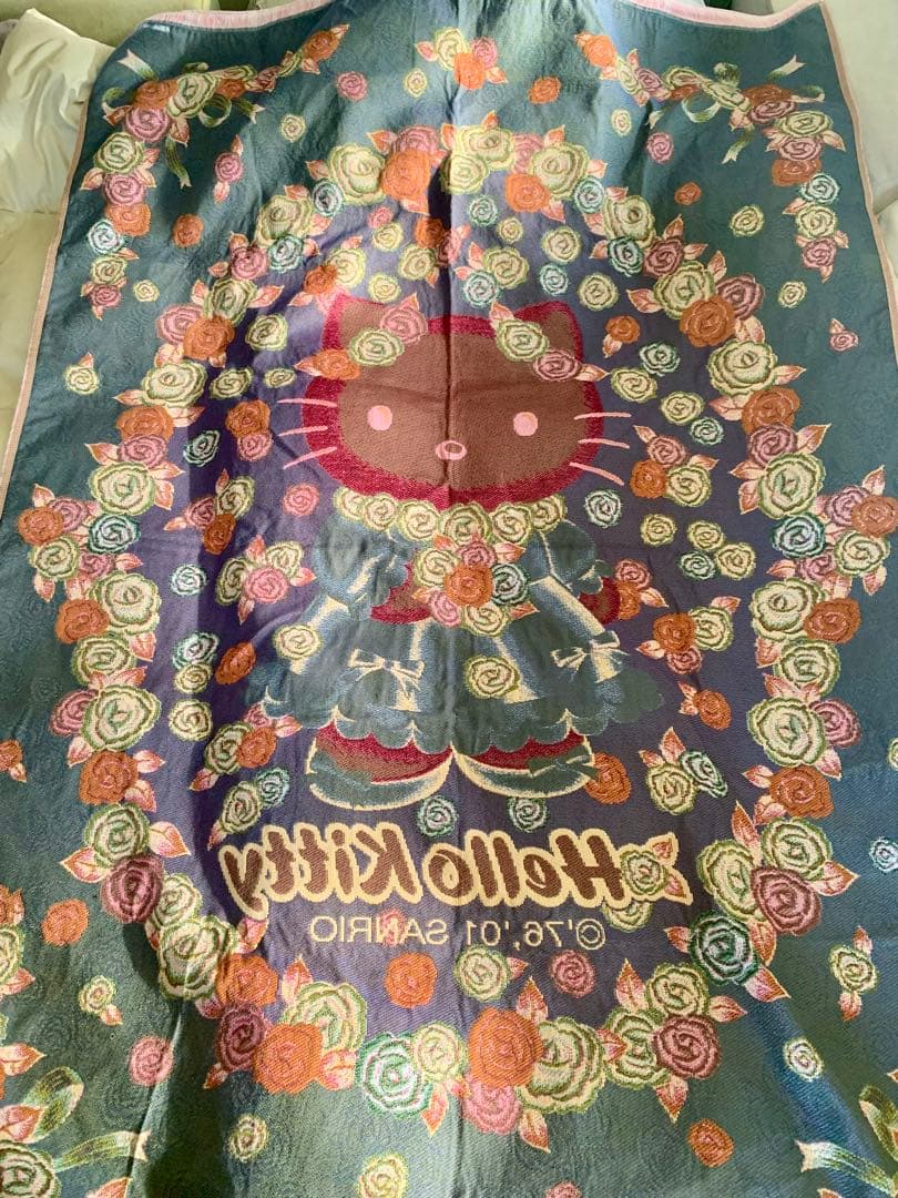超レア25周年記念品♡ゴブラン織Hello Kittyベッドカバ195✖️127㎝