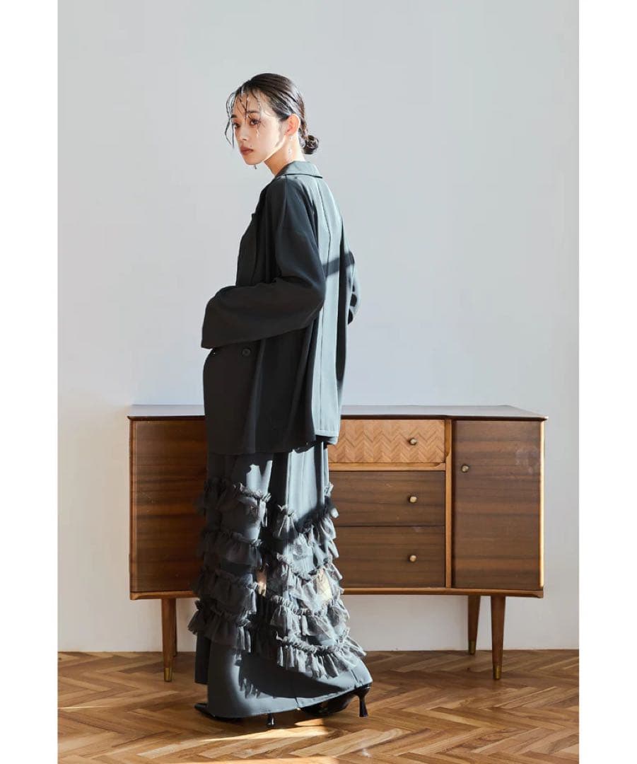 トランスペアレントヘムセットアップドレス