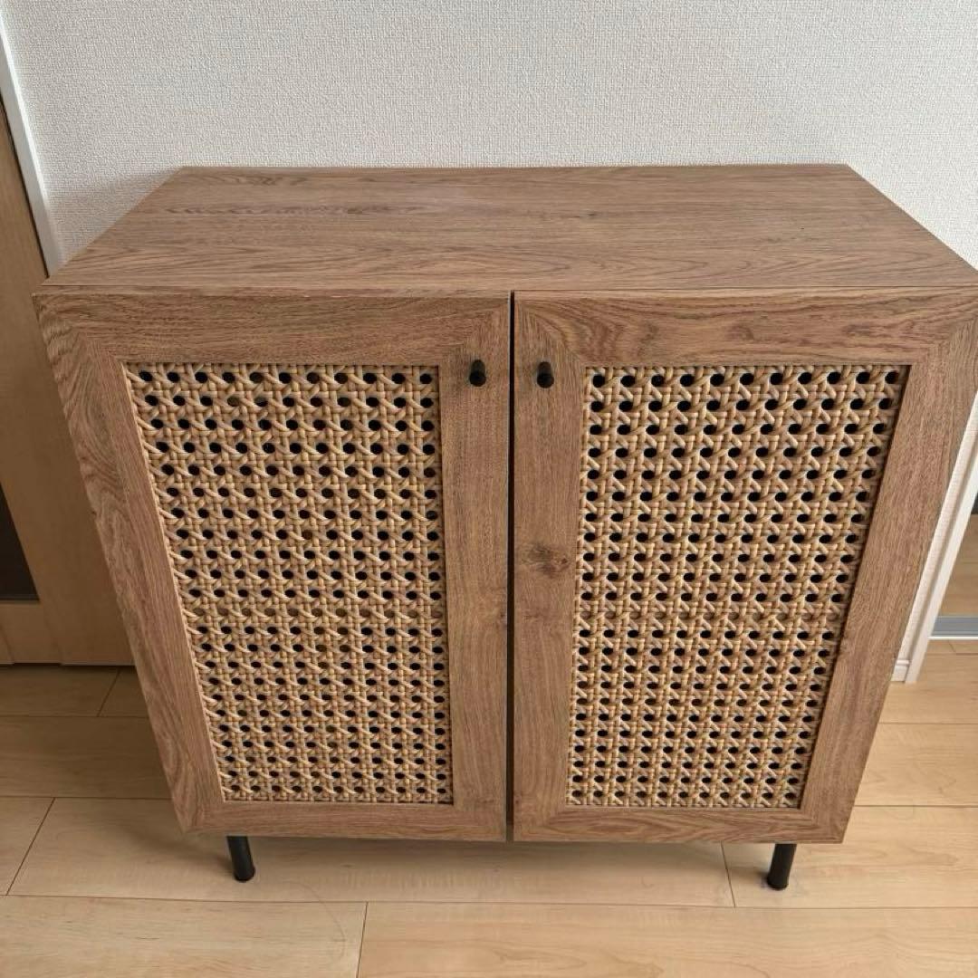 LOWYA】引取り可！ラタン調キャビネット