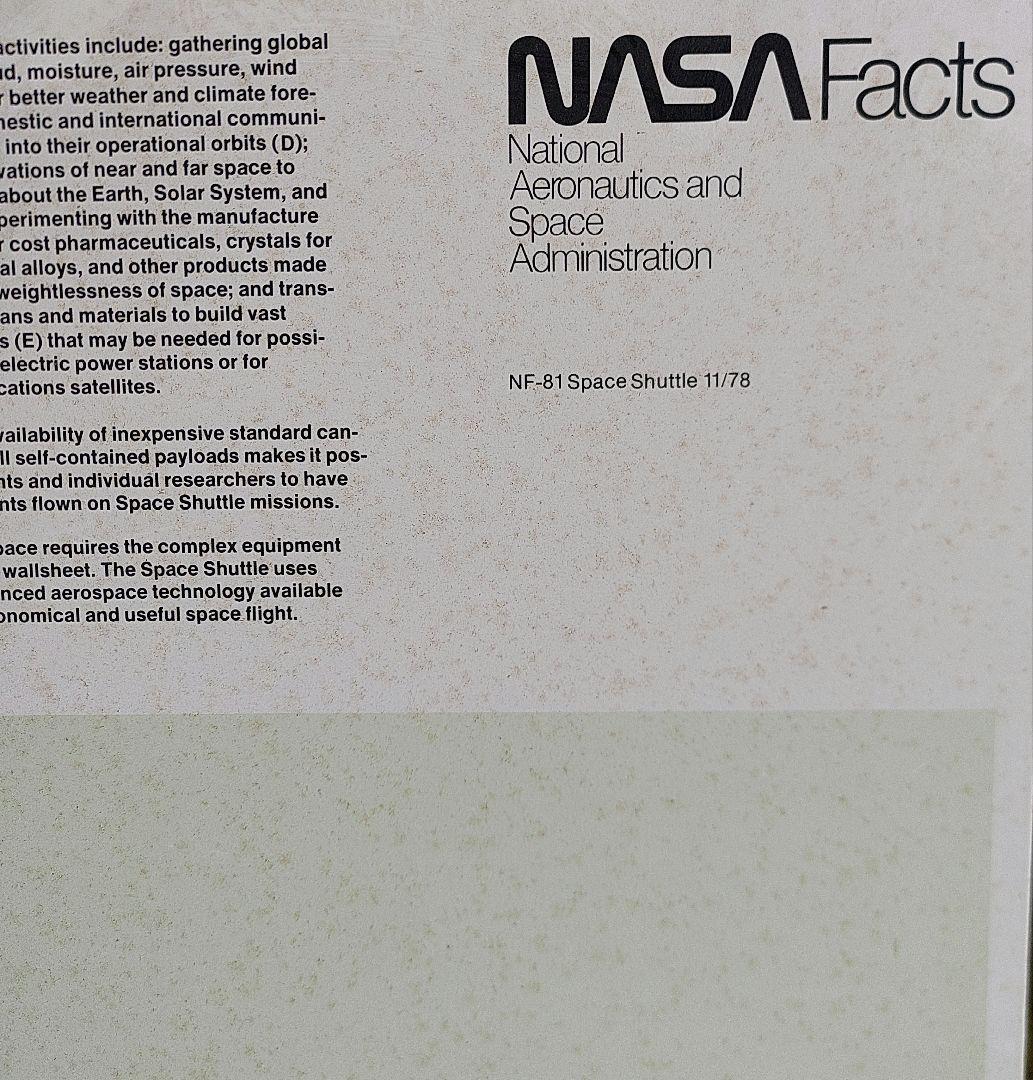 希少 NASA Space Shuttle 特大ポスター 1978年