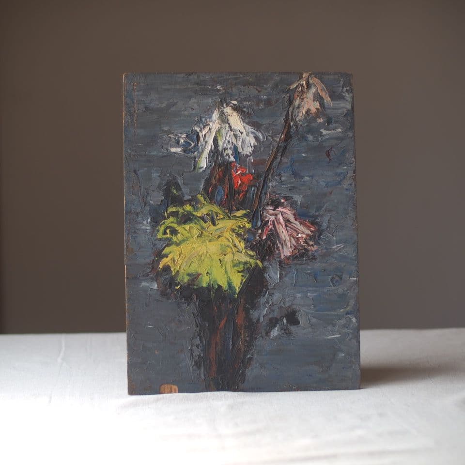 油彩画 古い板絵 古道具絵画 - メルカリ