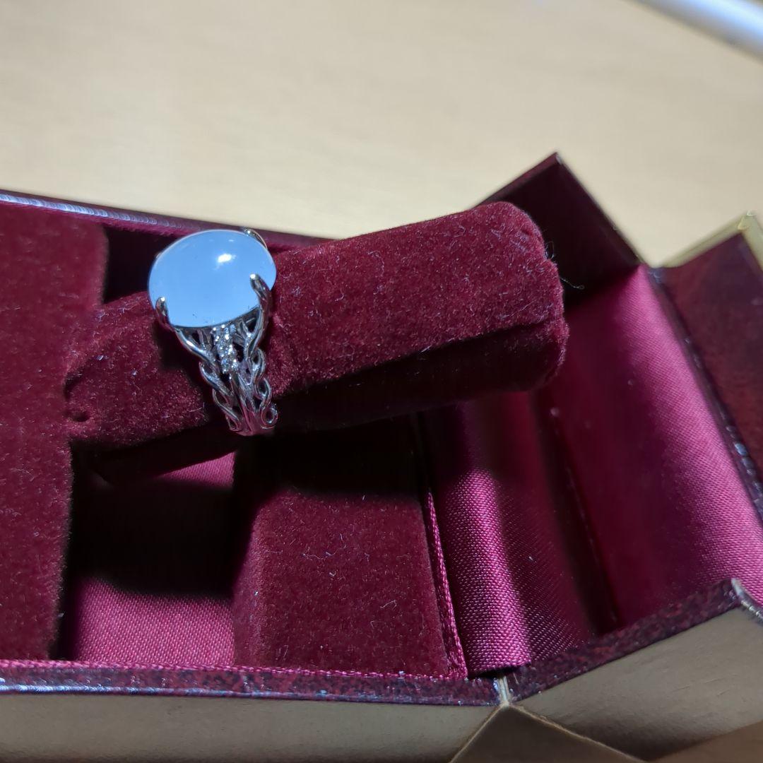 青色ストーンK18ホワイトゴールド