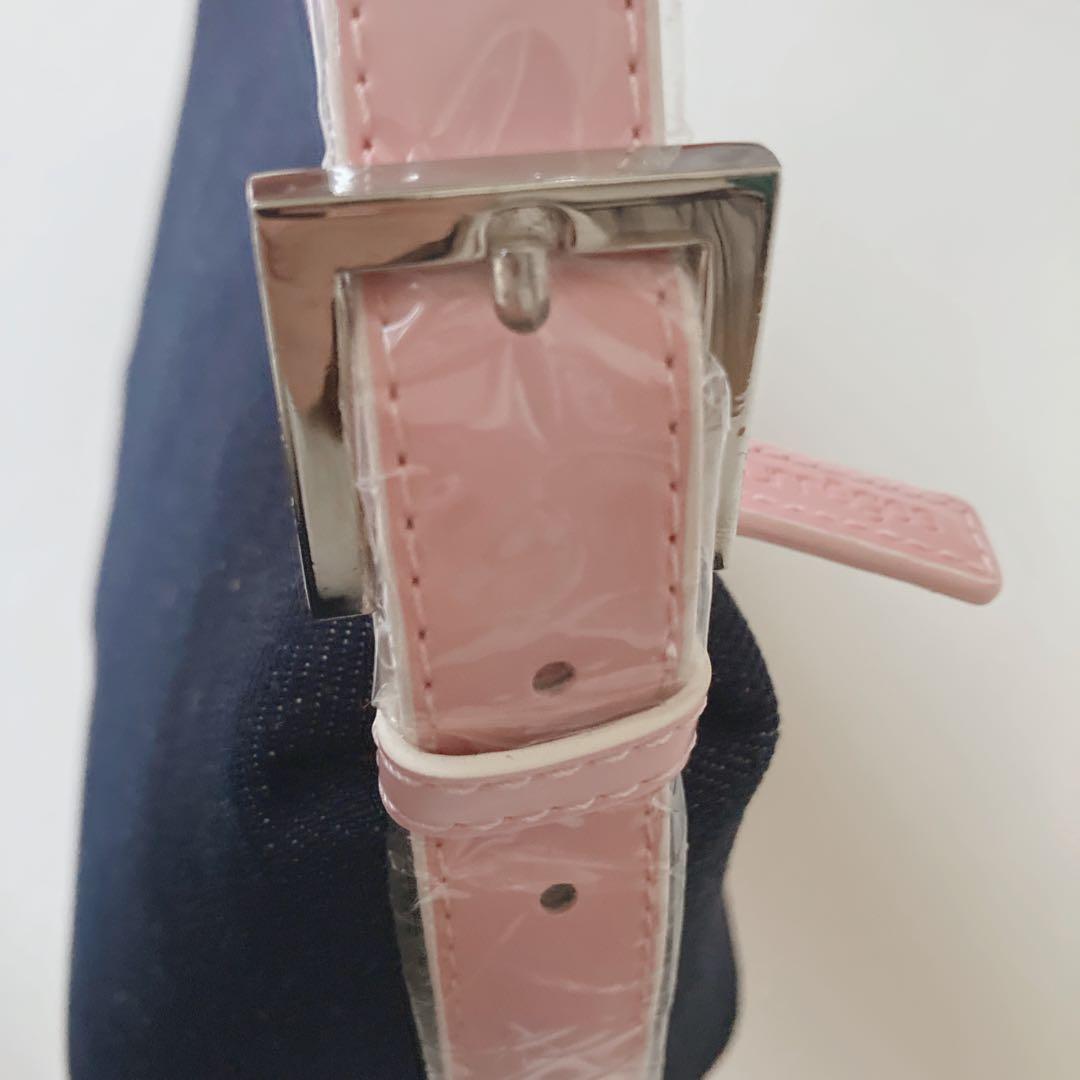 稀少☆未使用 クレージュ ショルダーバッグ デニム ヴィンテージ ロゴ ピンク