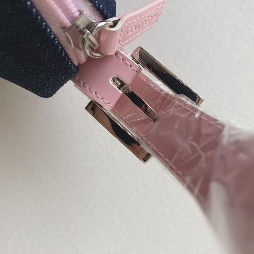 稀少☆未使用 クレージュ ショルダーバッグ デニム ヴィンテージ ロゴ ピンク