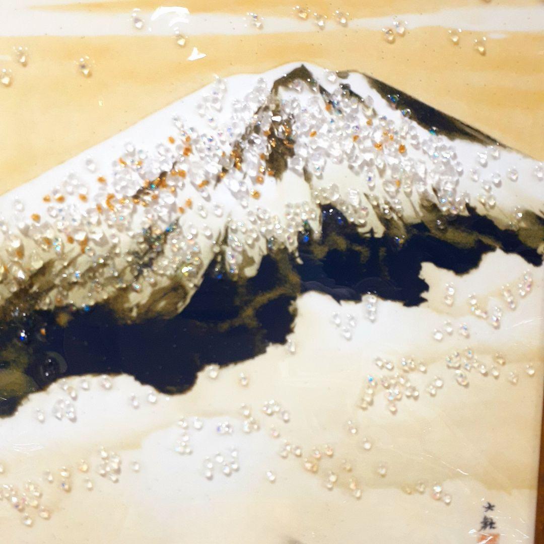 輸入雑貨　天然石　日本名画　『横山大観 霊峰不二』　水晶絵　クリスタルアート