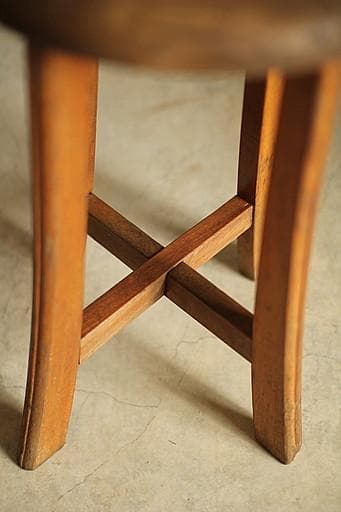 古く味のある木製の丸椅子