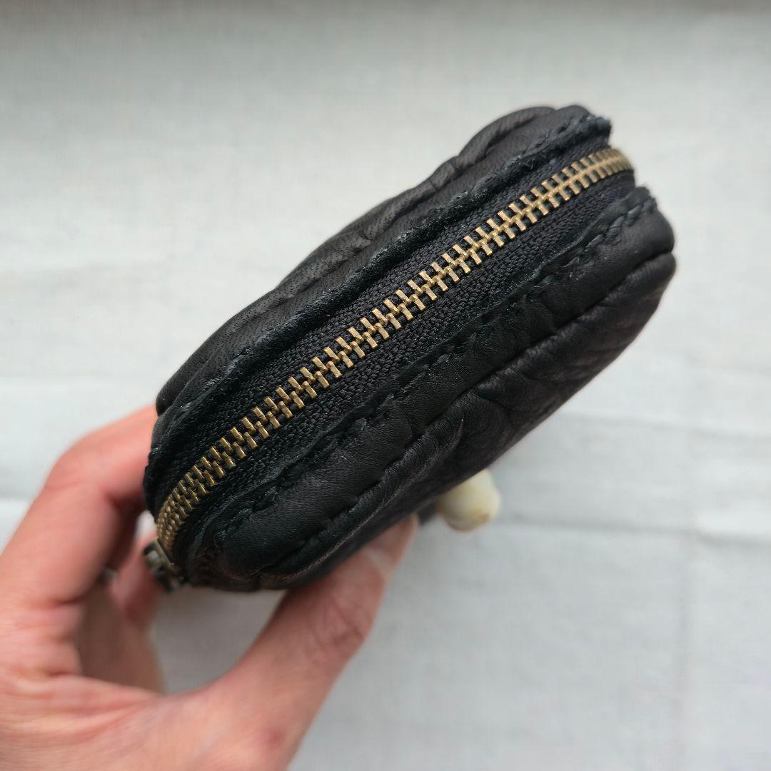 鹿革のシガレットケース 鹿角スカルボタン