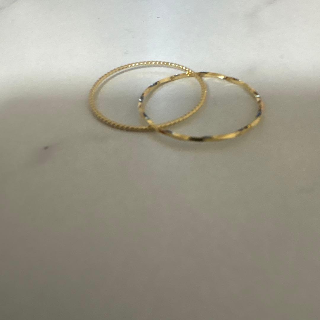K18YG ゴールドリング 2連　スパイラル