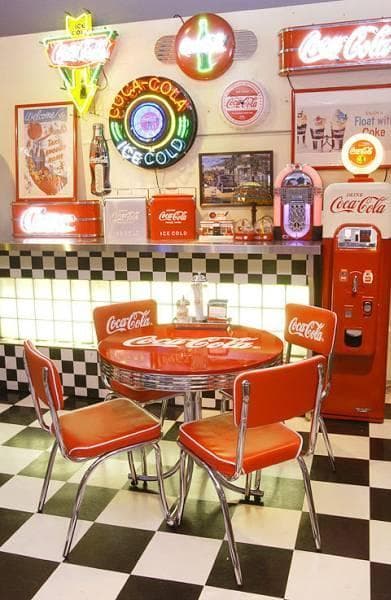 コカ・コーラ ローテーブル＆チェア フルセット (5点セット) ダイナー 椅子