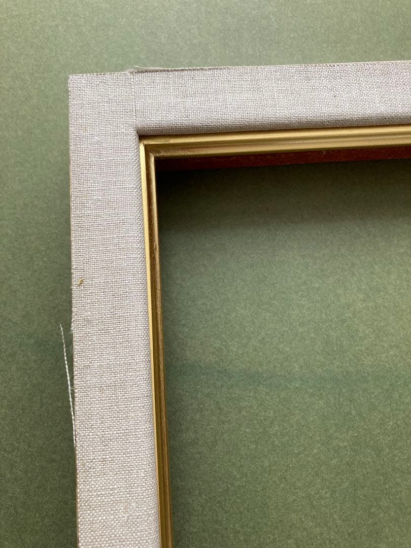 油絵・日本画用額縁 金と緑 角紋模様