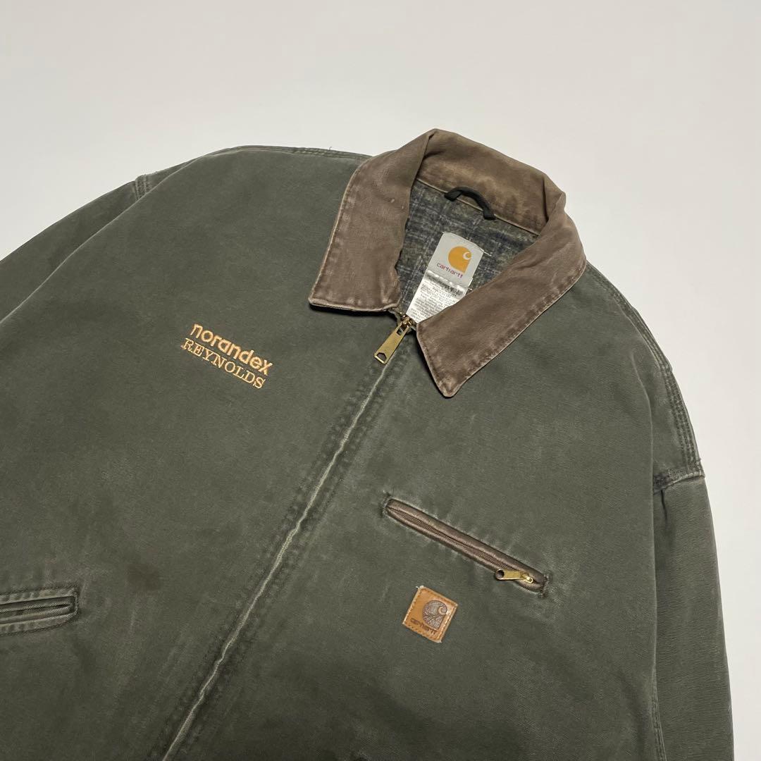 CarharttデトロイトジャケットモスグリーンJ97 MOS企業ロゴ
