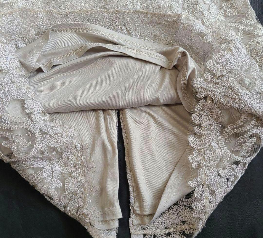 ほぼ未使用 タダシショージ ドレス 総柄 刺繍 レース チュール ストレッチ