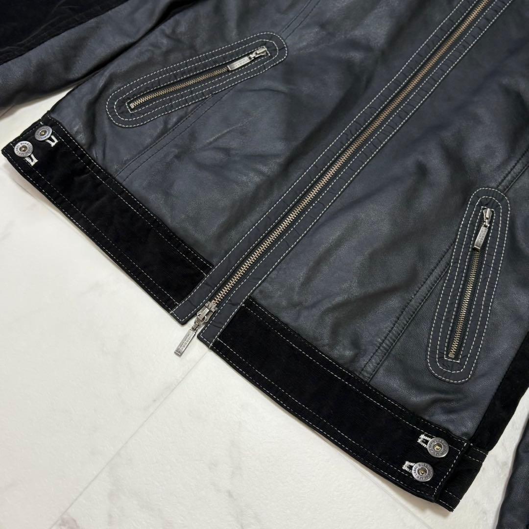 美品】バーバリーブラックレーベル レザージャケット コーデュロイ