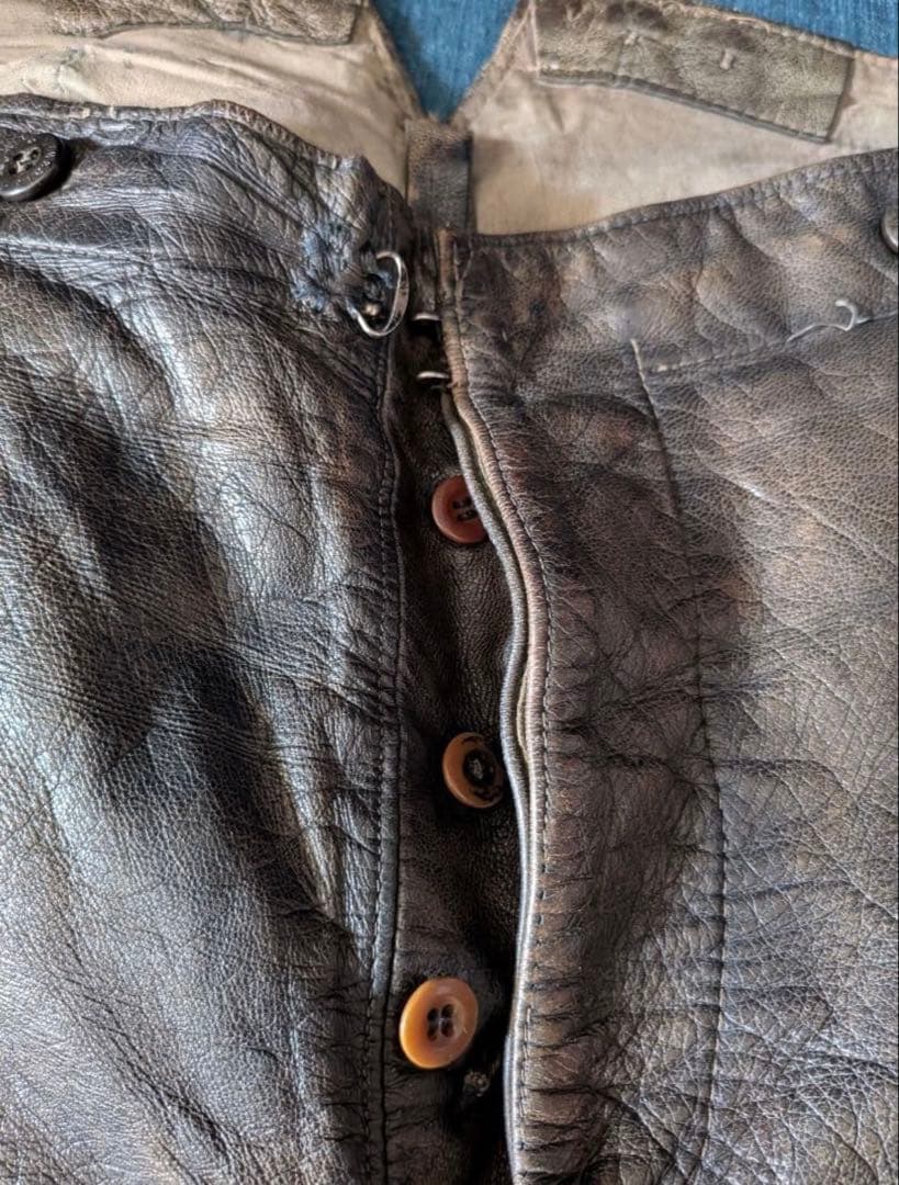 30s40s フランス ヴィンテージ レザージョッパーズパンツ モーター