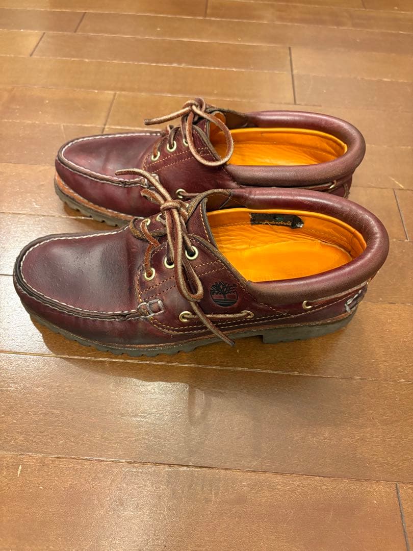 ティンバーランド　バーガンディ レザー デッキシューズ
