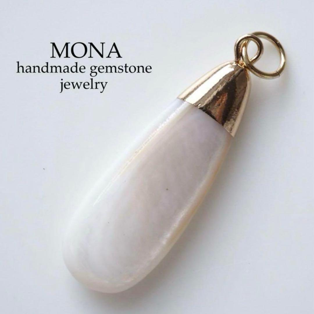 blue.ks様専用】No.3 天然淡水パール×瑪瑙のデザインネックレストップ