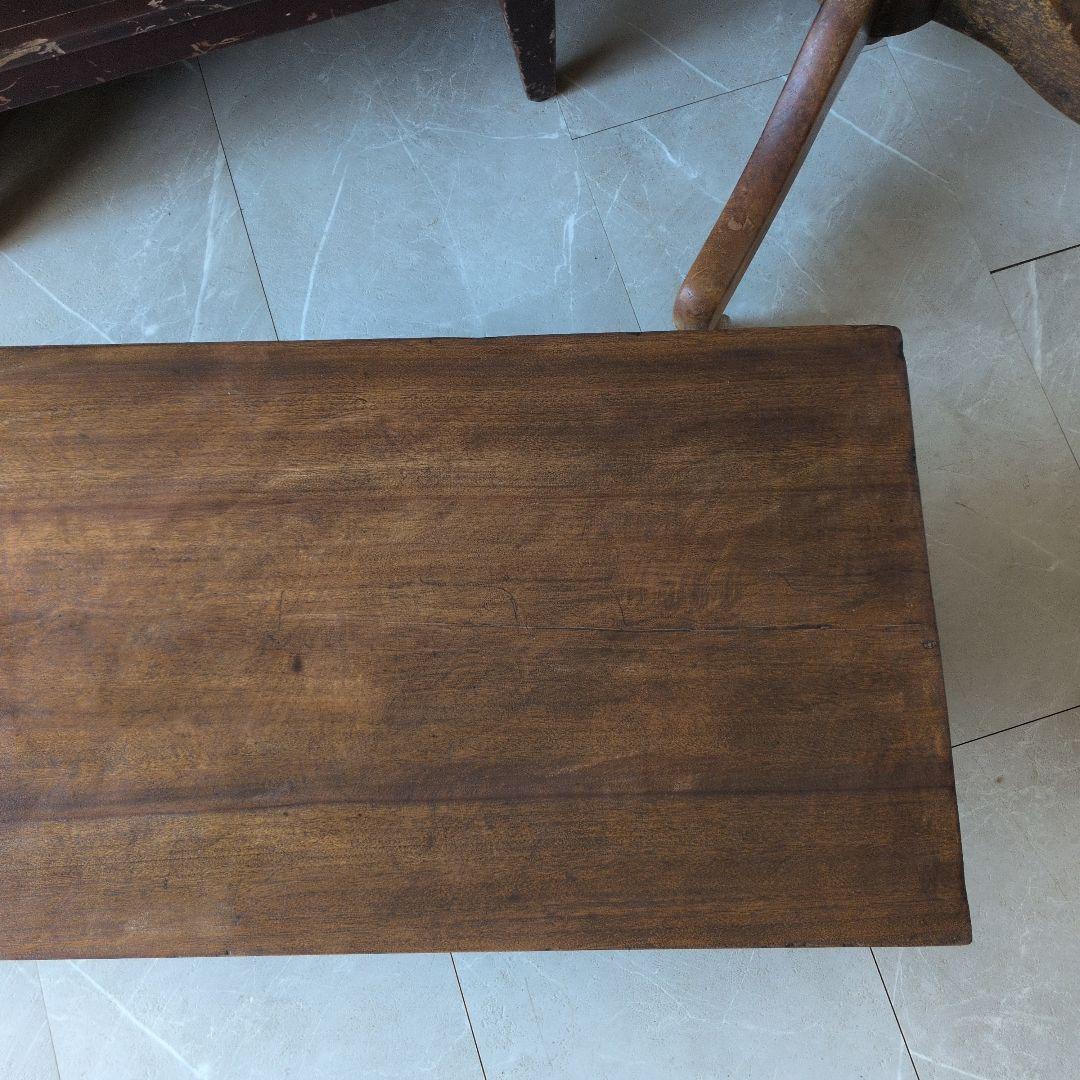 ブロカント古道具アンティーク重厚な経机 天板厚 5センチ ローテーブル