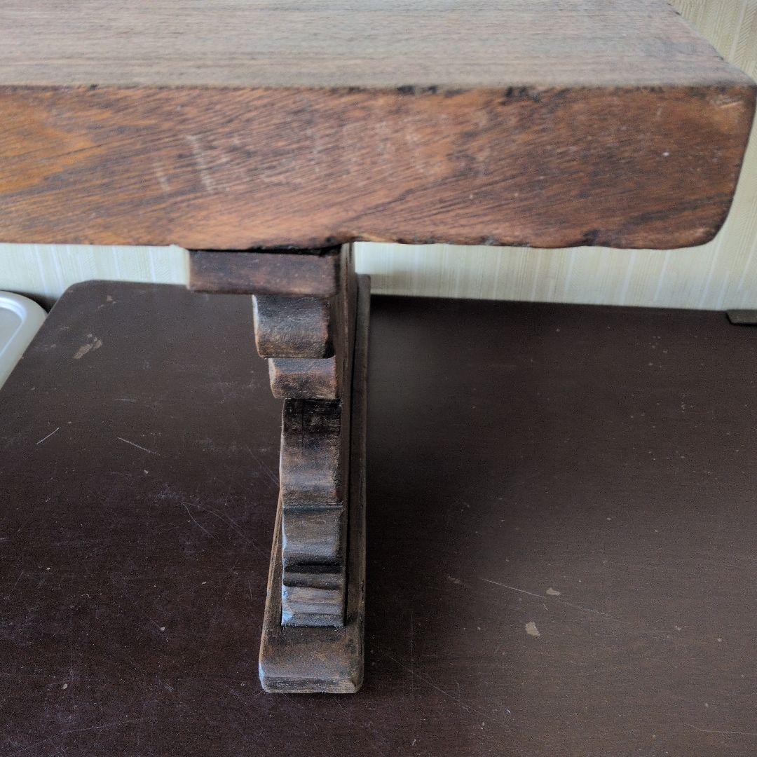 ブロカント古道具アンティーク重厚な経机 天板厚 5センチ ローテーブル
