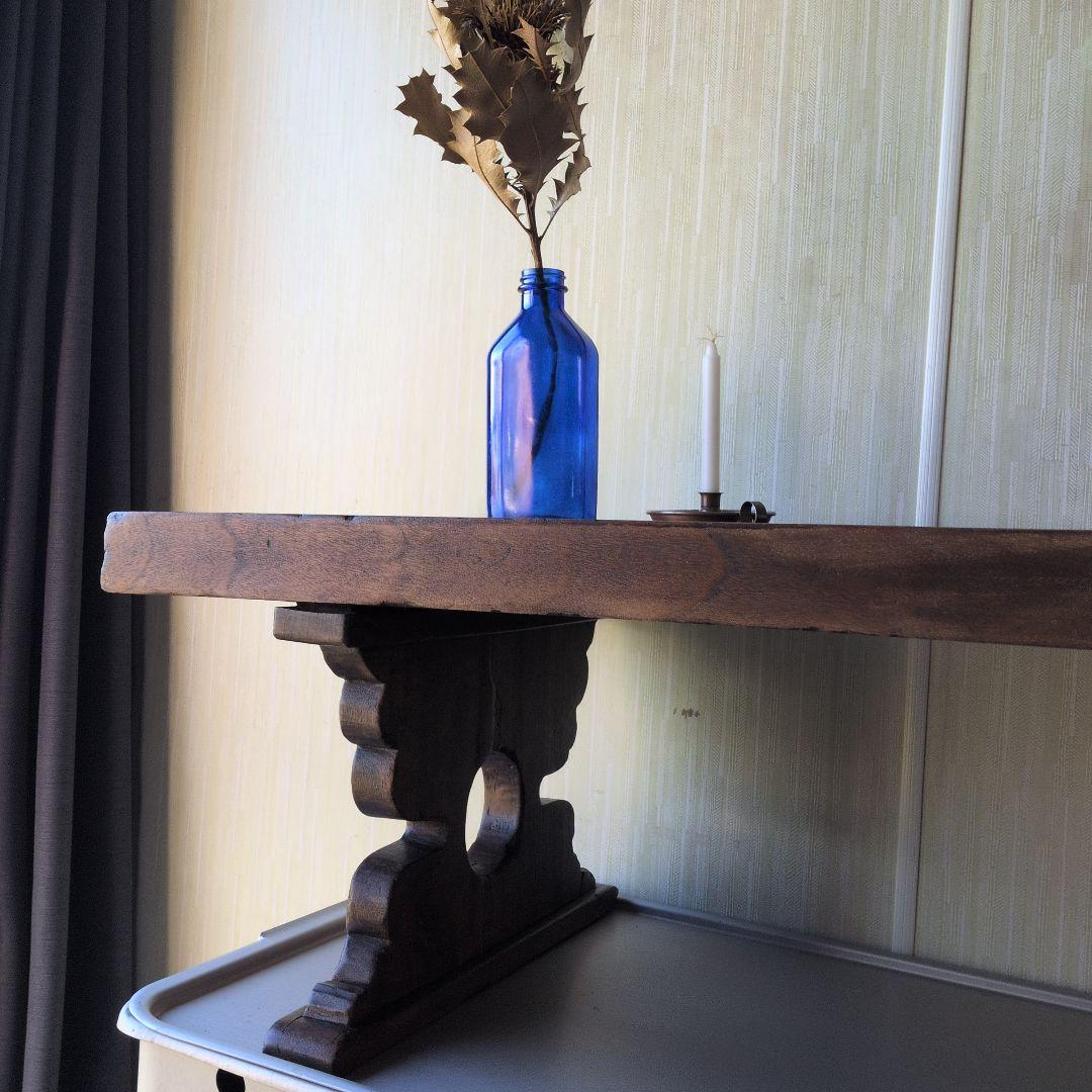 ブロカント古道具アンティーク重厚な経机 天板厚 5センチ ローテーブル